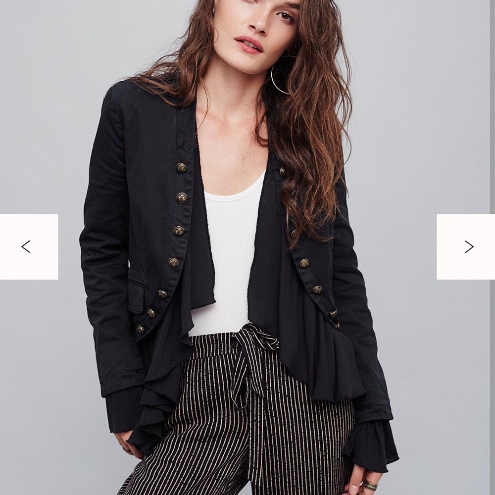 Free People Ruffles Romana Jacket Black XS